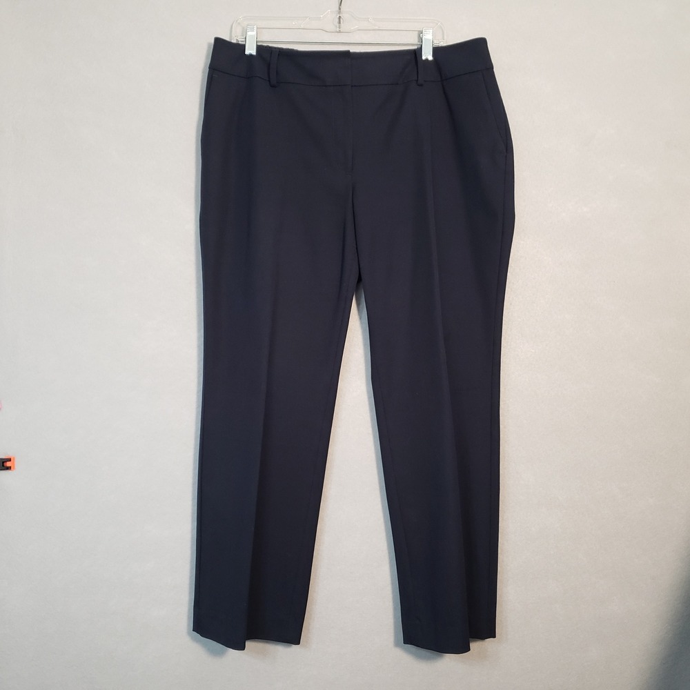 Talbots Women 16WP Dress Pants Navy Blue Career Straight Leg Trousers